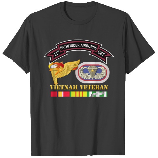 Army 11th Pathfinder Det VN Vet w Abn Badge T-shirt