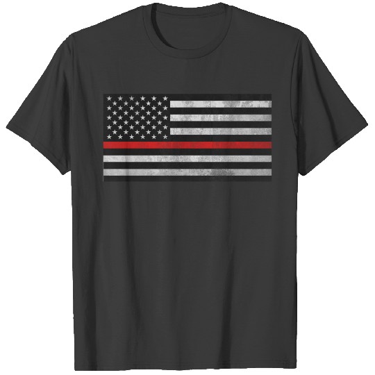 Discover Black American flag with red stripe- thin line us T-shirt