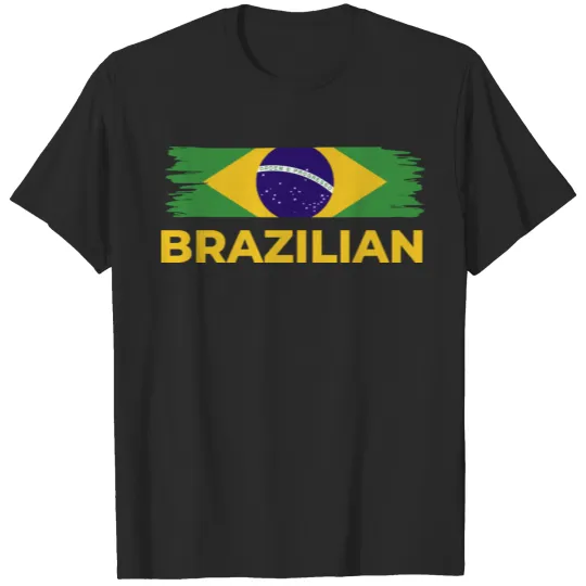 Discover Brazilian Reveal Flag of Brazil Brush Stroke T-shirt