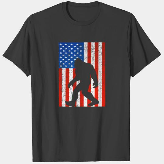 Bigfoot Sasquatch I Believe Retro American Flag 4t T-shirt