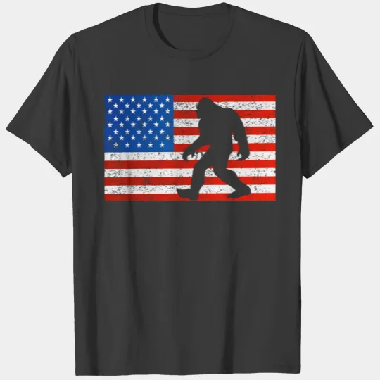 Bigfoot Sasquatch I Believe Retro American Flag 4t T-shirt