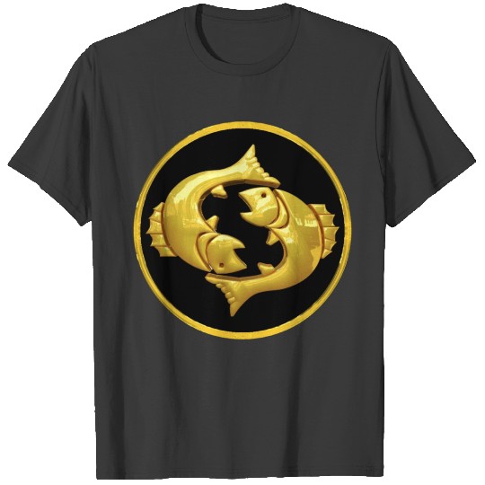Pisces Sign Black and Gold Contrast Coffee Mug T-shirt