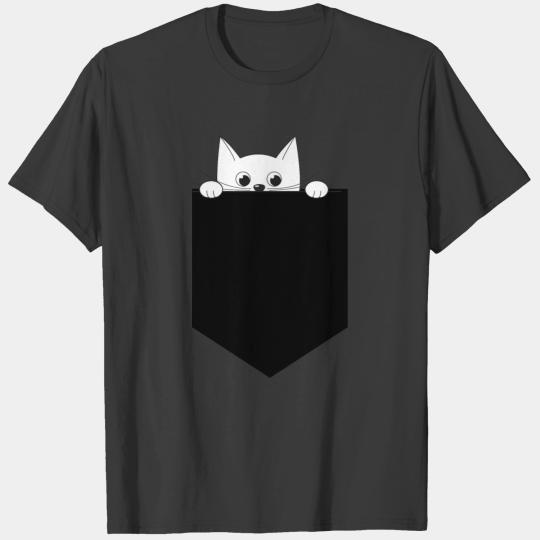 Peeking Pocket Cat Funny Happy Inspirational Desig T-shirt
