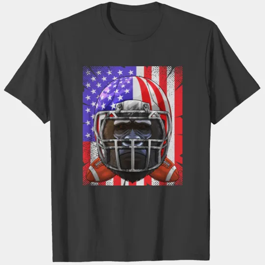 Gorilla American Football USA Flag Merica Animal F T-shirt