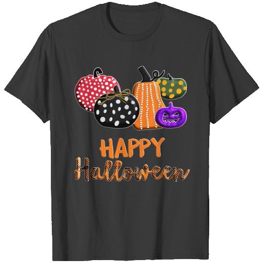 Pumpkin Happy Halloween violet orange black green T-shirt