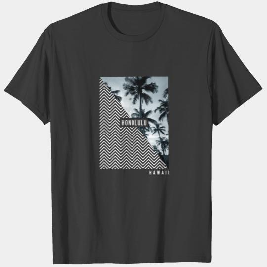 Stylish Honolulu Oahu Hawaii Palm Tree Beach T-shirt