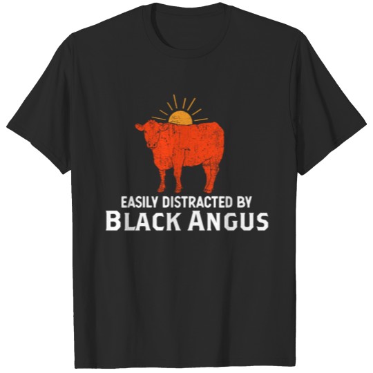 Discover Easily Distracted Farming Black Angus Cattle T-shirt