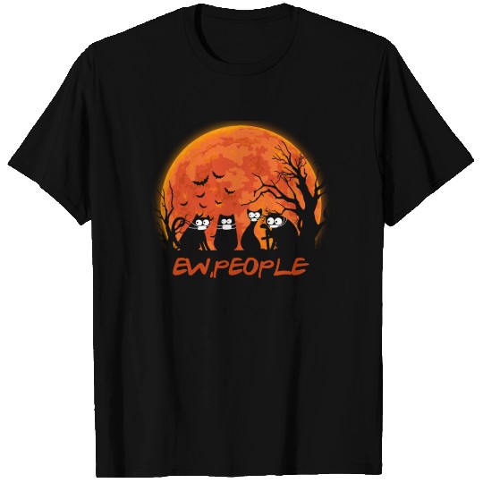 Ew People Black Cat Facemask Halloween T-shirt