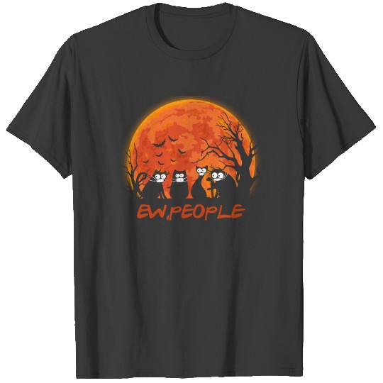 Ew People Black Cat Facemask Halloween T-shirt