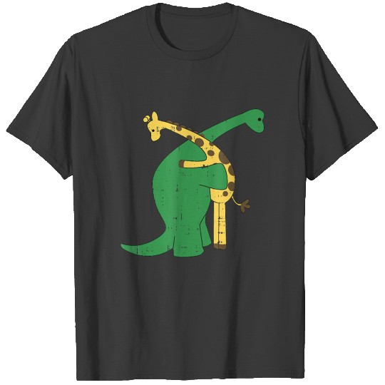 Discover giraffe dinosaur hug love dino animals safari T-shirt
