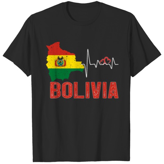 Discover Bolivia Flag Map Heartbeat for Bolivian Pride T-shirt