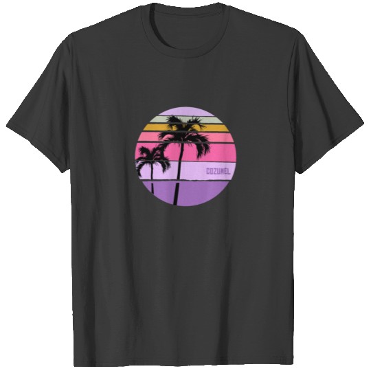 Cool Cozumel Mexico Palm Tree Artistic Vacation T-shirt