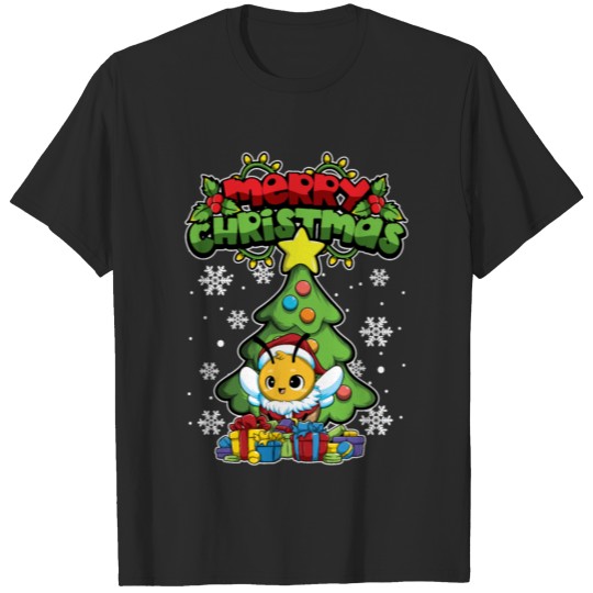 Merry Christmas Animals Xmas Honey Bee T-shirt