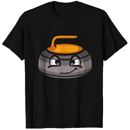 Curling stone mascot - yellow T-shirt
