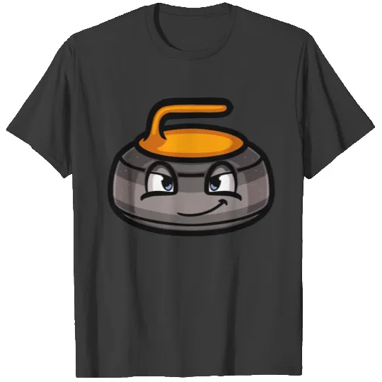 Curling stone mascot - yellow T-shirt