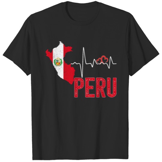 Discover Peru Flag Map Heartbeat Design for Peruvian Pride T-shirt