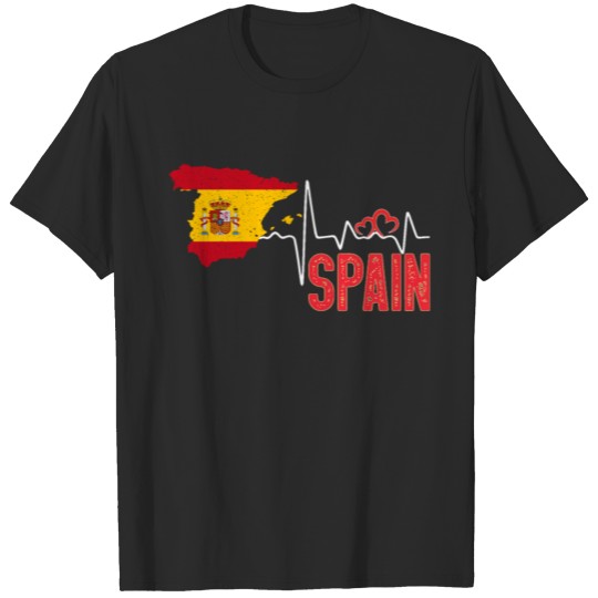 Discover Spain Flag Map Heartbeat Design for Spanish Pride T-shirt