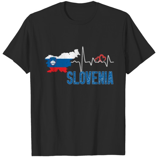 Discover Slovenia Flag Map Heartbeat for Slovenian Pride T-shirt