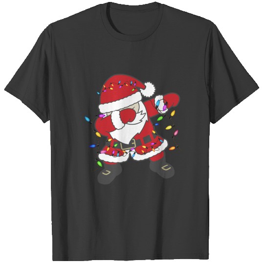 Dabbing Santa Christmas Tree Lights For Boys,Girls T-shirt