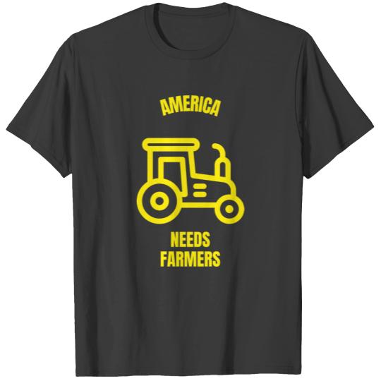 America needs farmers funny farmer tractor T-shirt