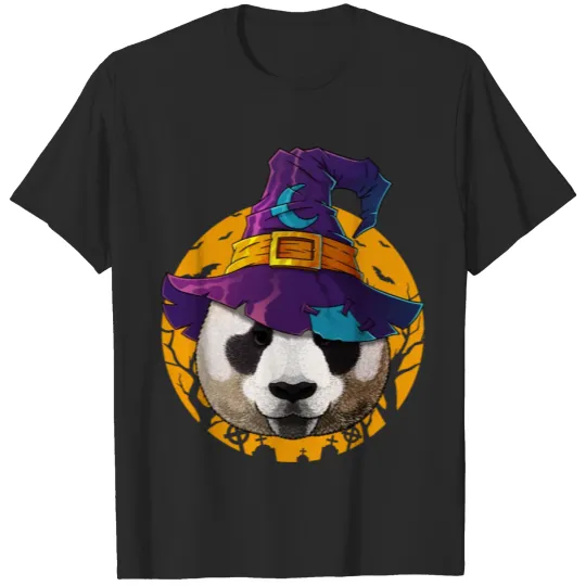 Discover Panda Witch Funny Halloween Costume Creepy Moon T-shirt