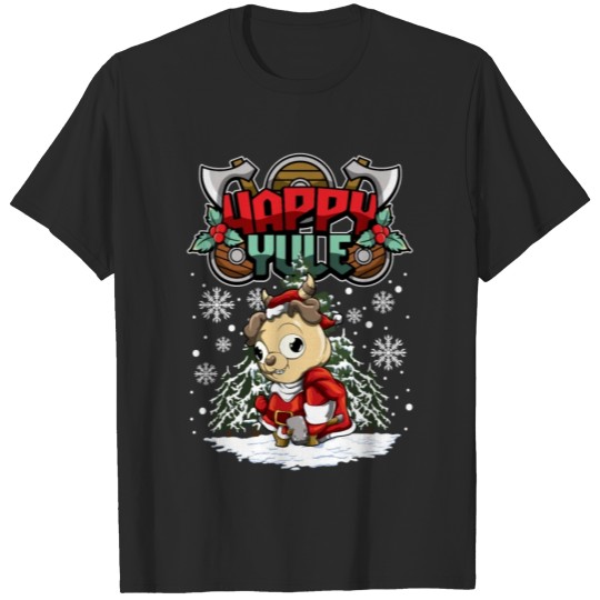 Discover Happy Yule Viking Christmas Pug Dog T-shirt