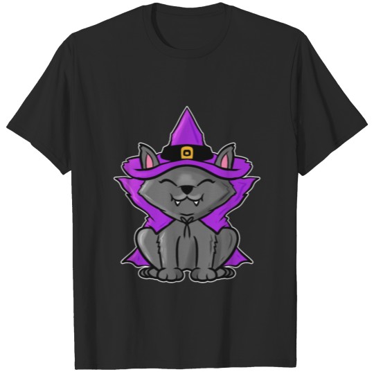 Cute Kawaii cat in Witch Costume for Halloween T-shirt