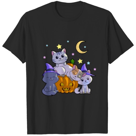 Discover Halloween Cats Pumpkin Witch Anime Cat Lover Kawai T-shirt