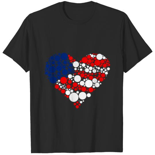 Discover USA Flag Red Blue White Polka Dot Heart Dot Day T-shirt