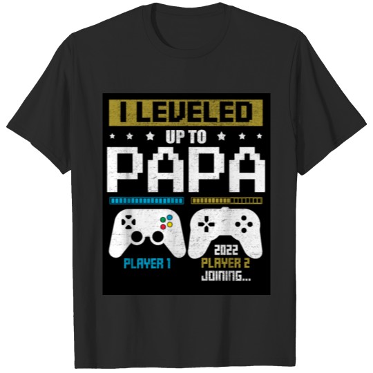 Discover Leveled Up To Papa Baby Reveal Pregnancy T-shirt