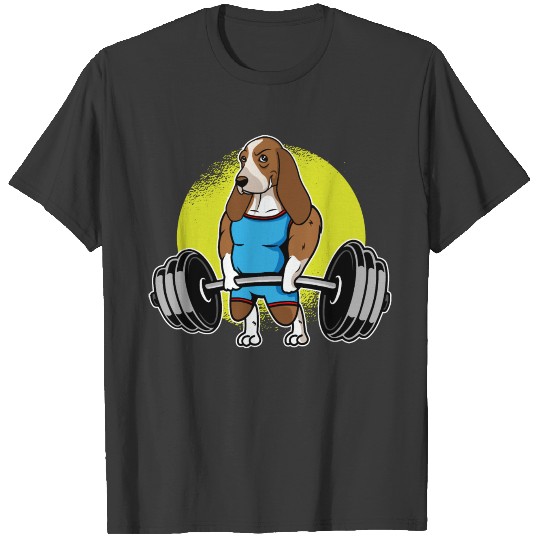 Basset Hound Weightlifting I Funny Deadlift T-shirt