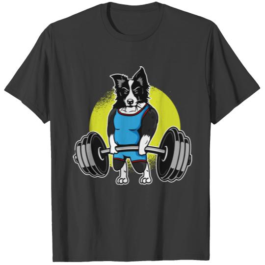 Border Collie Weightlifting I Funny Deadlift T-shirt