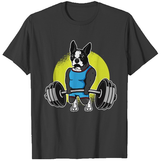 Boston Terrier Weightlifting I Funny Deadlift T-shirt