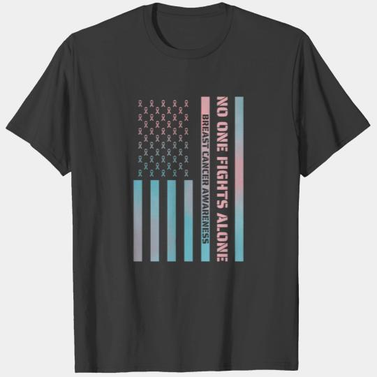 No One Fights Alone USA Flag Pink T-shirt