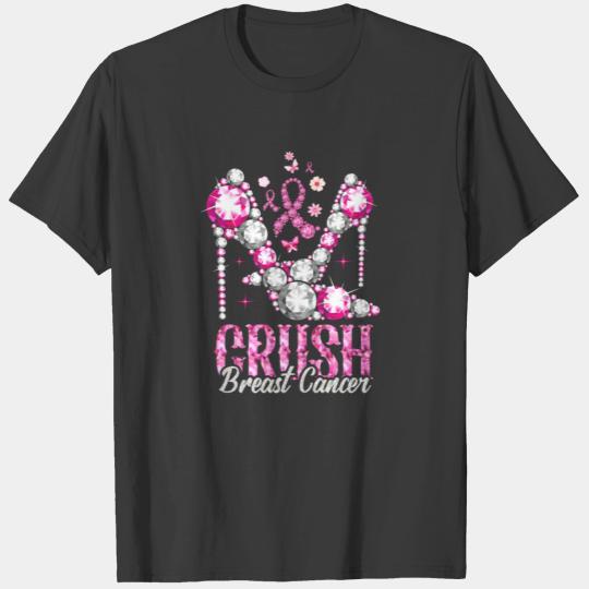 Crush Breast Cancer Bling Pink Ribbon T-shirt