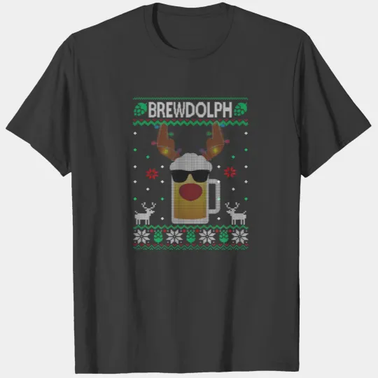 Reindeer Beer Rudolph Brewdolph Funny Christmas T-shirt
