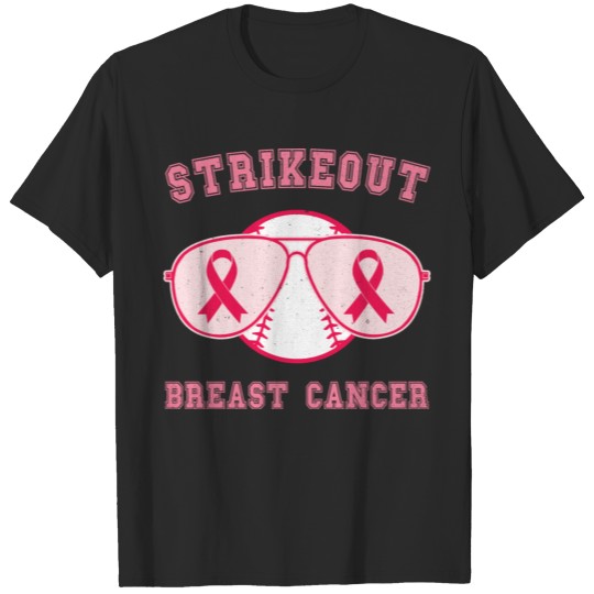 Discover Strikeout Breast Cancer Baseball Sunglasses T-shirt