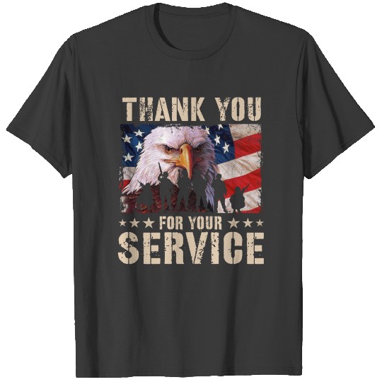 Vintage Veteran Thank You For Your Service USA Fla T-shirt