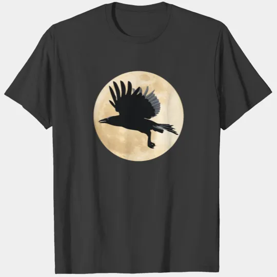 Crow Raven Bird Moon Vikings Norse Gift T-shirt