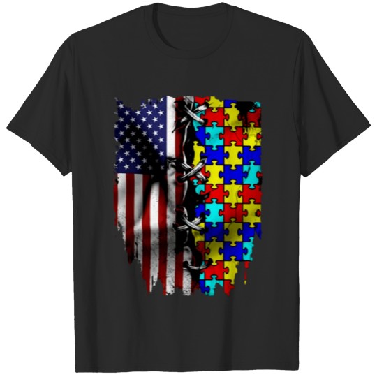 Discover Autism American Flag T-shirt