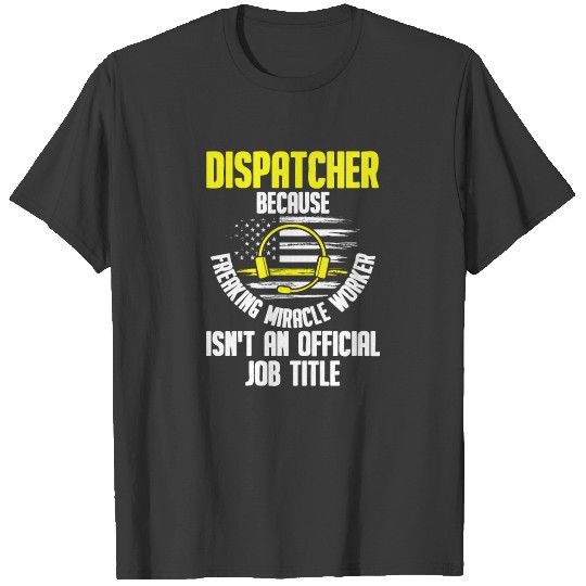 Dispatcher 911 Thin Gold Yellow Line T-shirt
