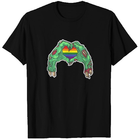 Rainbow Heart Hands Zombie LGBT Pride Halloween T-shirt