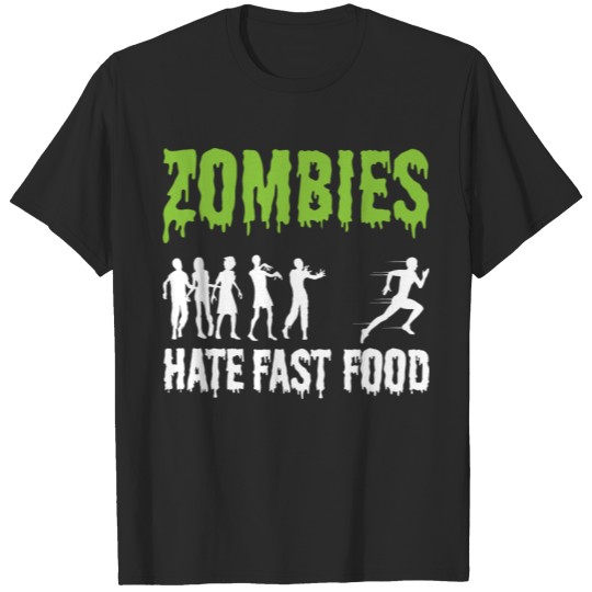 Zombies Hate Fast Food Runner Jogger Halloween T-shirt