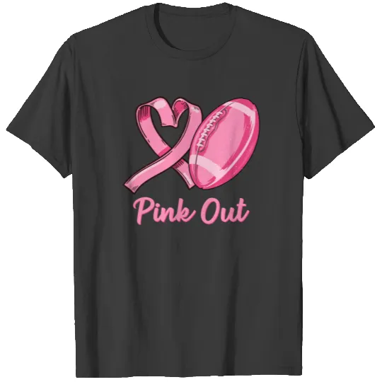 Pink Out Fotball Mom Breast Cancer Awareness T-shirt