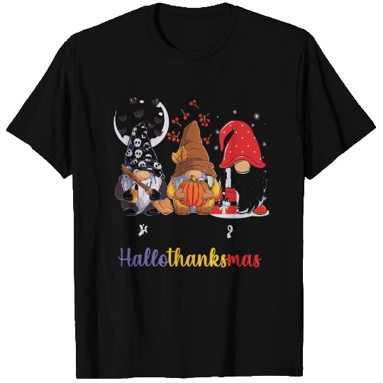 Thanksgiving Christmas Happy Hallothanksmas Gnomes T-shirt