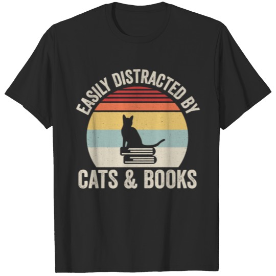 Discover Vintage Retro Easily Distracted By Cats T-shirt