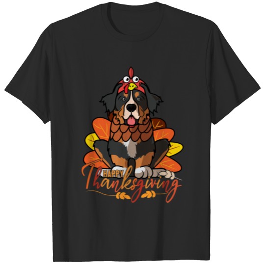 Discover Funny Bernese Mountain Dog Thanksgiving Dog Turkey T-shirt