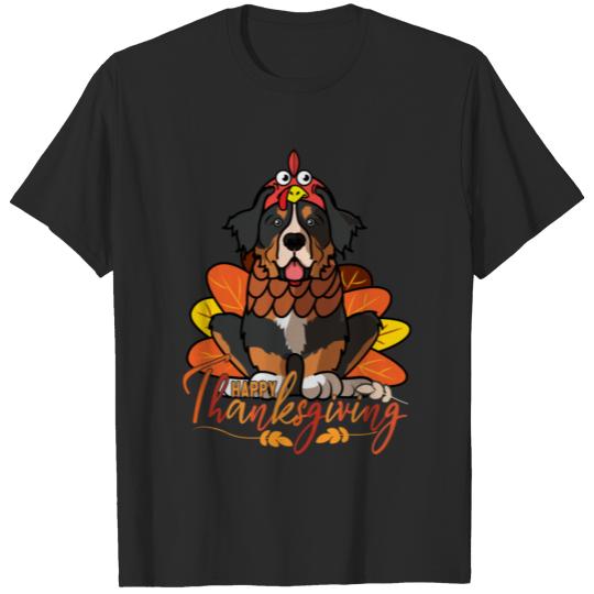 Funny Bernese Mountain Dog Thanksgiving Dog Turkey T-shirt
