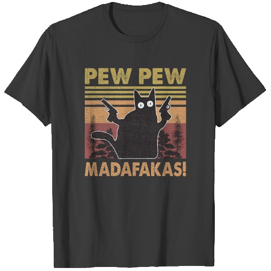 Funny classic crazy cat Pew T-shirt