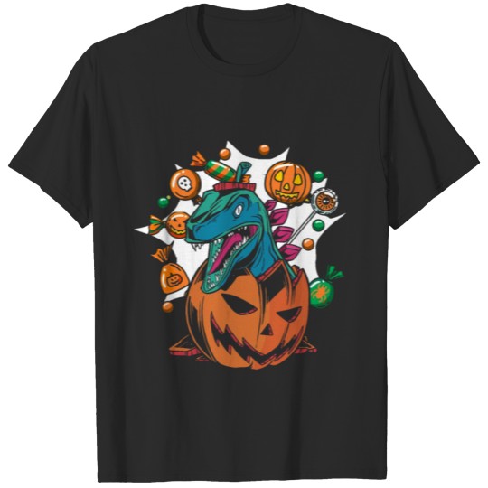Discover dinosaur Halloween dino pumpkin halloween dinosaur T-shirt